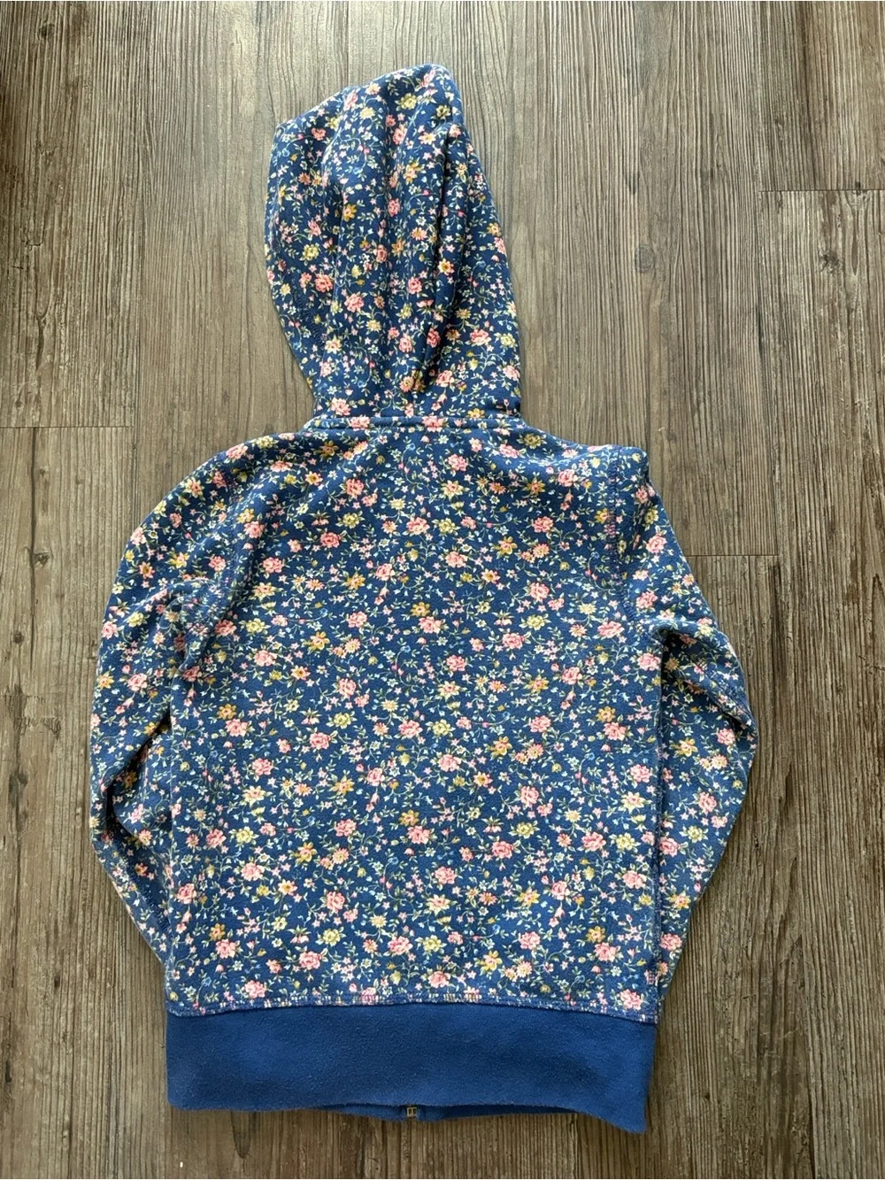 POLO RALPH LAUREN FLORAL FLEECE FULL-ZIP HOODIE BLUE KIDS SMALL